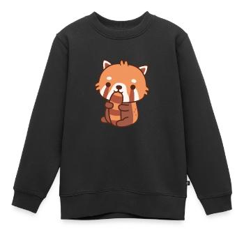 Mignon petit panda roux mordant sur la queue - Sweat Premium enfant bio - noir - Devant - AI Model Kid Female (0cm)