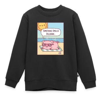 Le cochon prend un coup de soleil, quelque chose sent délicieux - Sweat Premium enfant bio - noir - Devant - AI Model Kid Female (0cm)