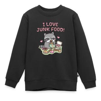Süßer Waschbär Ich liebe Junk Food Lustig - Kinder Premium Organic Sweatshirt - Schwarz - Vorne - AI Model Kid Female (0cm)