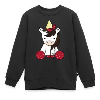 Licorne rockabilly - Sweat Premium enfant bio - noir - Devant - AI Model Kid Female (0cm)