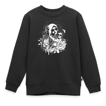 coole Muttergottes mit dem Jesuskind - Kinder Premium Organic Sweatshirt - Schwarz - Vorne - AI Model Kid Female (0cm)