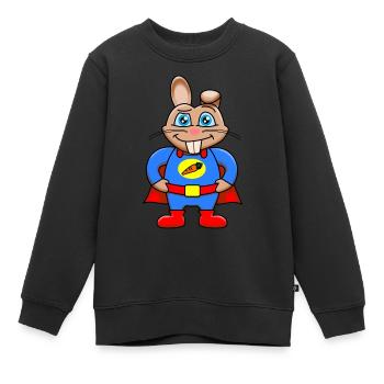 Lapins Superhéros - Sweat Premium enfant bio - noir - Devant - AI Model Kid Female (0cm)