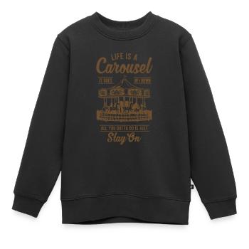 Karussell Das Leben geht hoch und runter - Kinder Premium Organic Sweatshirt - Schwarz - Vorne - AI Model Kid Female (0cm)