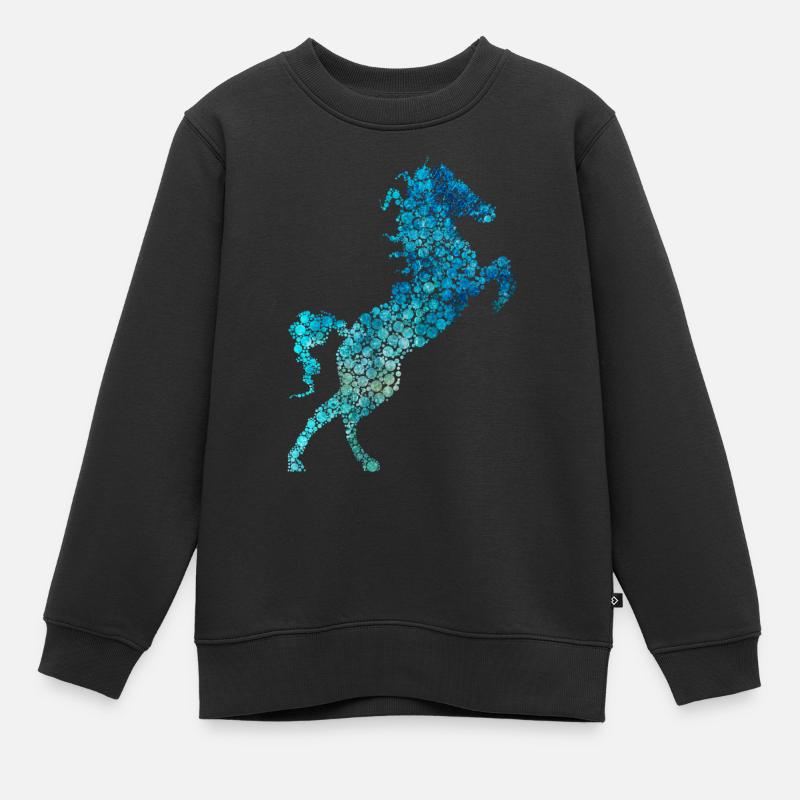 Pferd - Kinder Premium Organic Sweatshirt - Schwarz