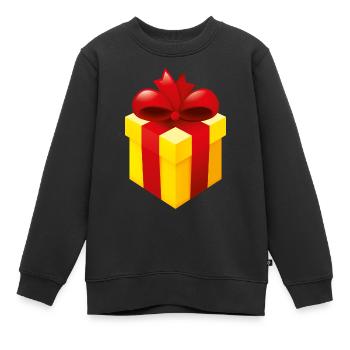 Smiley Present - Sweat Premium enfant bio - noir - Devant - AI Model Kid Female (0cm)