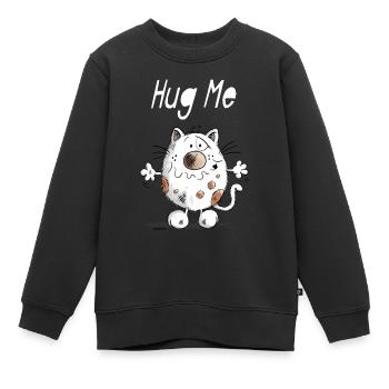 Hug Me Chat - Sweat Premium enfant bio - noir - Devant - AI Model Kid Female (0cm)