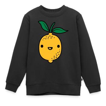 Fruit de citron kawaii - Sweat Premium enfant bio - noir - Devant - AI Model Kid Female (0cm)