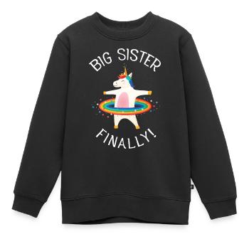 Unicorn, Big Sister Finally! - Sweat Premium enfant bio - noir - Devant - AI Model Kid Female (0cm)
