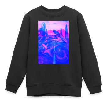 Biker Girl - Kinder Premium Organic Sweatshirt - Schwarz - Vorne - AI Model Kid Female (0cm)