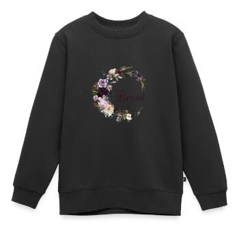 Braut Blumenkranz - Kinder Premium Organic Sweatshirt - Schwarz - Vorne - AI Model Kid Female (0cm)