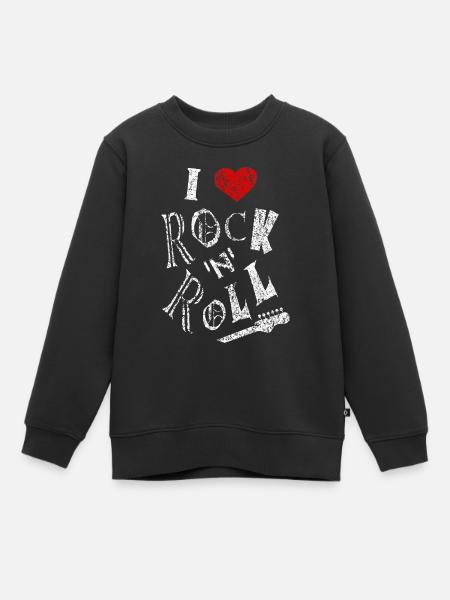 J'aime le rock 'n' roll rockabilly rock and roll heart - Sweat Premium enfant bio - noir