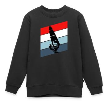 Surf rouge blanc bleu transparent - Sweat Premium enfant bio - noir - Devant - AI Model Kid Female (0cm)