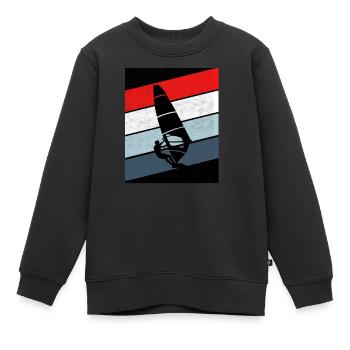 Surf rouge blanc vintage - Sweat Premium enfant bio - noir - Devant - AI Model Kid Female (0cm)