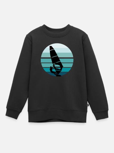 Surfer Windsurfer fond bleu - Sweat Premium enfant bio - noir