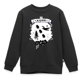 Aigen im Ennstal - Sweat Premium enfant bio - noir - Devant - AI Model Kid Female (0cm)