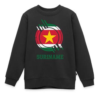 Suriname Runder Schild Landesfarben - Kinder Premium Organic Sweatshirt - Schwarz - Vorne - AI Model Kid Female (0cm)