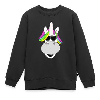 Cool Licorne - Sweat Premium enfant bio - noir - Devant - AI Model Kid Female (0cm)