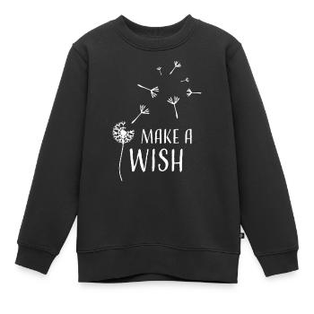Pissenlit make a wish blanc - Sweat Premium enfant bio - noir - Devant - AI Model Kid Female (0cm)