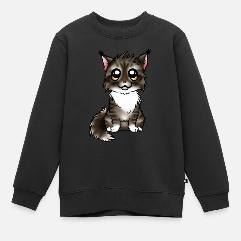 Maine Coon - Brown Blanc - Sweat Premium enfant bio - noir