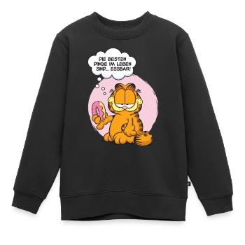 Garfield Die Besten Dinge Im Leben Sind Essbar - Kinder Premium Organic Sweatshirt - Schwarz - Vorne - AI Model Kid Female (0cm)