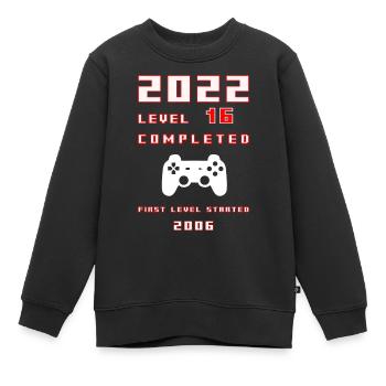 2022 Level 16 completed -16. Geburtstag für Gamer - Kinder Premium Organic Sweatshirt - Schwarz - Vorne - AI Model Kid Female (0cm)