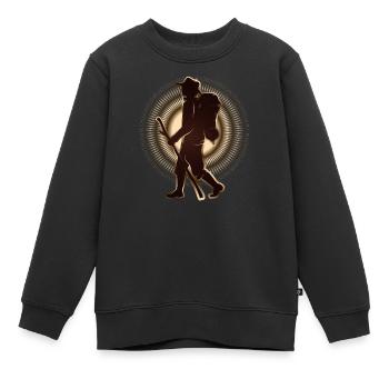 Pilgrim or hiker with walking stick & backpack - Kids Premium Organic Sweatshirt - black - Front - AI Model Kid Female (0cm)