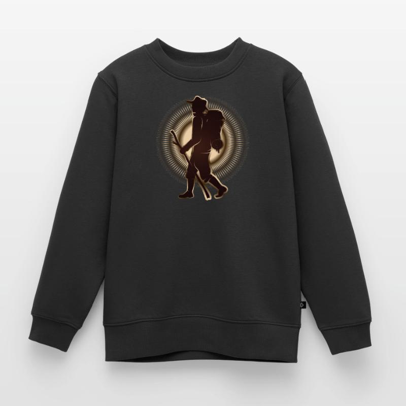 Pilger oder Wanderer mit Wanderstab & Rucksack Kinder Premium Organic Sweatshirt