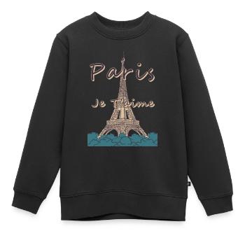 Paris Je Taime Tour Eiffel Paris France - Sweat Premium enfant bio - noir - Devant - AI Model Kid Female (0cm)