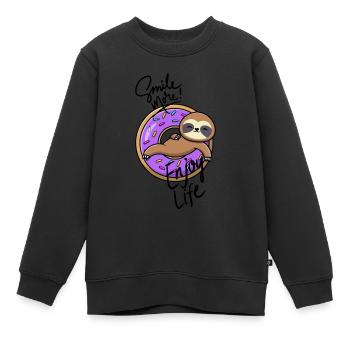 Sourire plus paresseux - Sweat Premium enfant bio - noir - Devant - AI Model Kid Female (0cm)