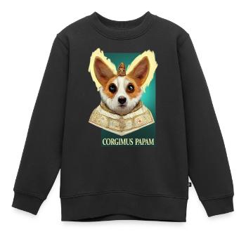 Pape Corgi - Sweat Premium enfant bio - noir - Devant - AI Model Kid Female (0cm)