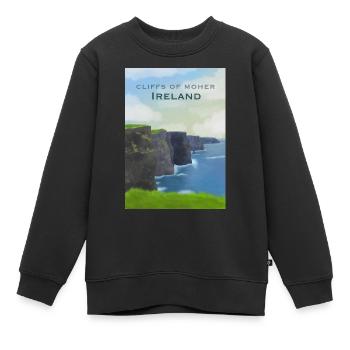 Falaises de moher - Sweat Premium enfant bio - noir - Devant - AI Model Kid Female (0cm)