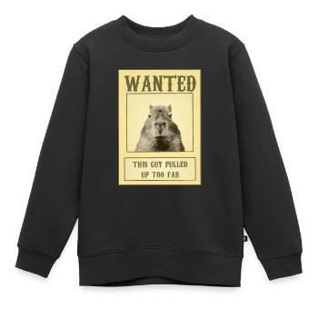 Gesuchtes Poster Capybara Ok Ich ziehe Meme hoch - Kinder Premium Organic Sweatshirt - Schwarz - Vorne - AI Model Kid Female (0cm)