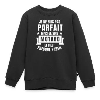 moto, moto sport, moto humour - Sweat Premium enfant bio - noir - Devant - AI Model Kid Female (0cm)
