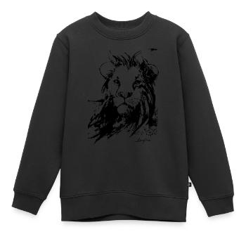 Löwe Löwenkopf Tierkönig Porträt Tier sw Design - Kinder Premium Organic Sweatshirt - Schwarz - Vorne - AI Model Kid Female (0cm)