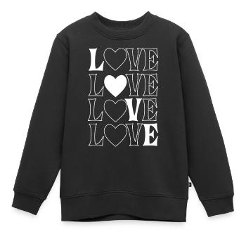 Love - Sweat Premium enfant bio - noir - Devant - AI Model Kid Female (0cm)