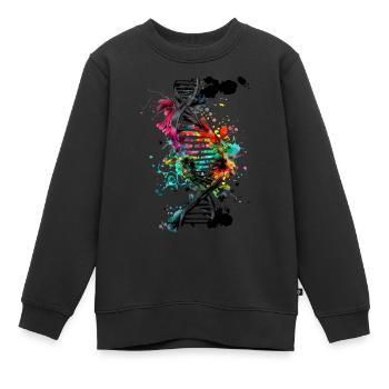 Aquarell, Tinte Doppelhelix in schwarz bunt - Kinder Premium Organic Sweatshirt - Schwarz - Vorne - AI Model Kid Female (0cm)