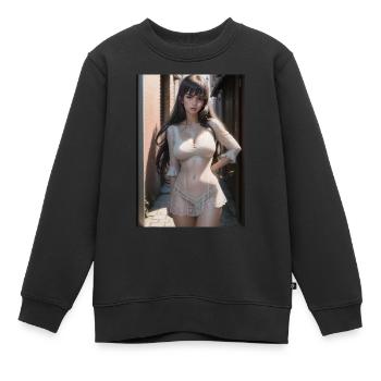 Woman in a alley, town,Generated AI - Kinder Premium Organic Sweatshirt - Schwarz - Vorne - AI Model Kid Female (0cm)
