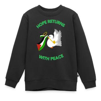 Hope Returns with Peace - Palestine Design - Kinder Premium Organic Sweatshirt - Schwarz - Vorne - AI Model Kid Female (0cm)