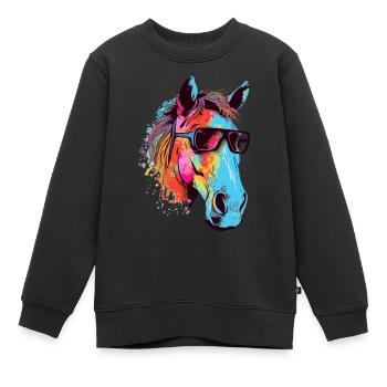 René le cheval - Sweat Premium enfant bio - noir - Devant - AI Model Kid Female (0cm)