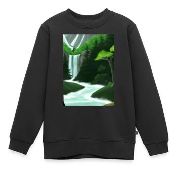 Forest River Wasserfall - Kinder Premium Organic Sweatshirt - Schwarz - Vorne - AI Model Kid Female (0cm)