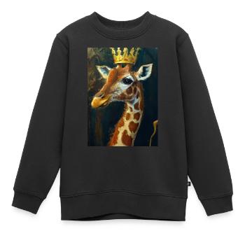 Giraffe mit Krone - Kinder Premium Organic Sweatshirt - Schwarz - Vorne - AI Model Kid Female (0cm)
