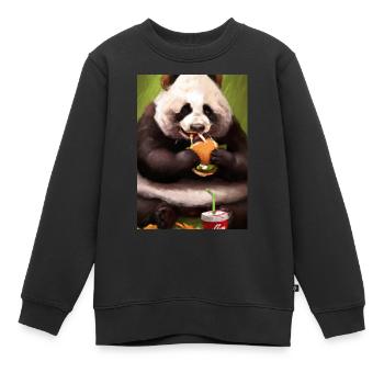 Panda isst Fast Food - Kinder Premium Organic Sweatshirt - Schwarz - Vorne - AI Model Kid Female (0cm)