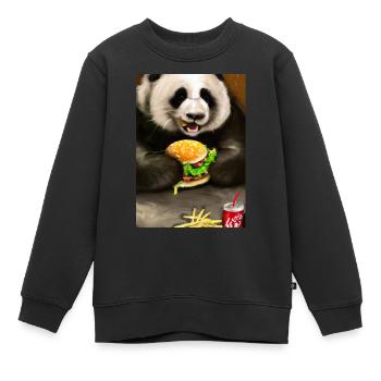 Panda isst Fast Food - Kinder Premium Organic Sweatshirt - Schwarz - Vorne - AI Model Kid Female (0cm)