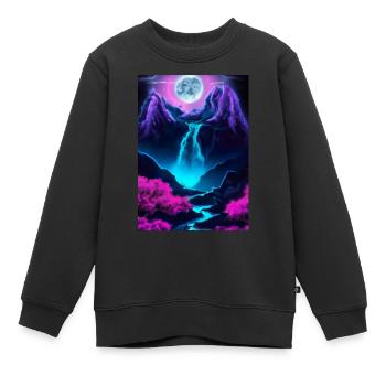 Mystischer Wasserfall - Kinder Premium Organic Sweatshirt - Schwarz - Vorne - AI Model Kid Female (0cm)