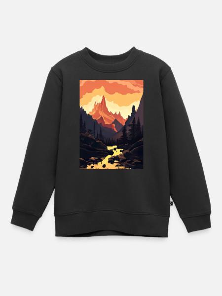 Sonnenuntergang Wald - Kinder Premium Organic Sweatshirt - Schwarz