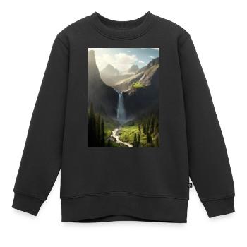 Wasserfall in der Natur - Kinder Premium Organic Sweatshirt - Schwarz - Vorne - AI Model Kid Female (0cm)