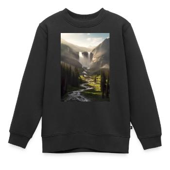 Wasserfall in der Natur - Kinder Premium Organic Sweatshirt - Schwarz - Vorne - AI Model Kid Female (0cm)