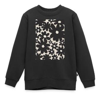 Schwarze Blumen-Muster - Kinder Premium Organic Sweatshirt - Schwarz - Vorne - AI Model Kid Female (0cm)