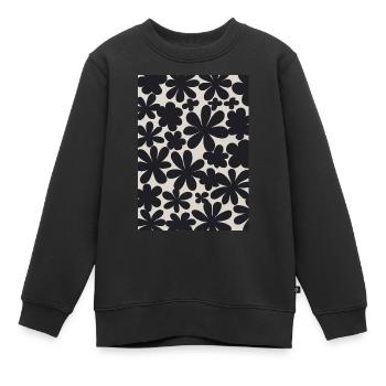 Schwarze Blumen-Muster - Kinder Premium Organic Sweatshirt - Schwarz - Vorne - AI Model Kid Female (0cm)