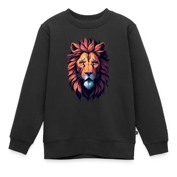 Illustration du lion - Sweat Premium enfant bio - noir - Devant - AI Model Kid Female (0cm)